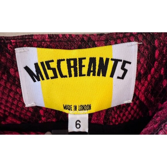 Miscreants USv Size 4 Pink Leather Snake Print A-Line Mini Skirt - Picture 3 of 6